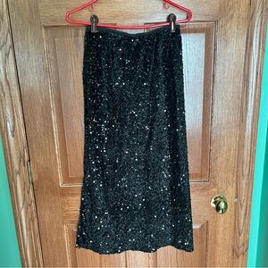 Midi Black Sequin Skirt